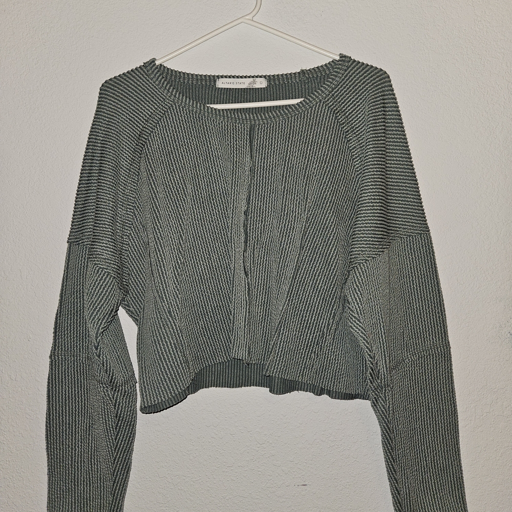 Women's Ribbed Knit Sweater - Gray